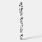 Rococo Damask Line Pattern Black on White iPhone Hoesje (Linkerkant)