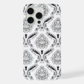Rococo Damask Line Pattern Black on White iPhone Hoesje (Achterkant)