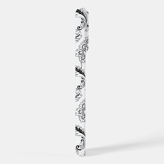 Rococo Damask Line Pattern Black on White iPhone Hoesje (Rechterkant)