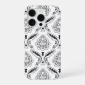 Rococo Damask Line Pattern Black on White iPhone Hoesje (Achterkant)