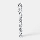 Rococo Damask Line Pattern Black on White iPhone Hoesje (Linkerkant)