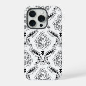 Rococo Damask Line Pattern Black on White iPhone Hoesje (Achterkant)
