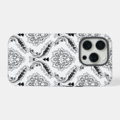 Rococo Damask Line Pattern Black on White iPhone Hoesje (Achterkant horizontaal)