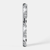 Rococo Damask Line Pattern Black on White iPhone Hoesje (Rechterkant)