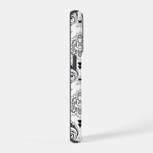Rococo Damask Line Pattern Black on White iPhone Hoesje (Rechterkant)