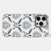 Rococo Damask Line Pattern Black on White iPhone Hoesje (Achterkant horizontaal)