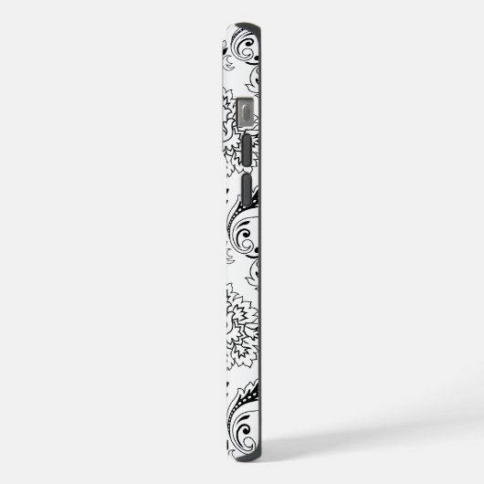 Rococo Damask Line Pattern Black on White iPhone Hoesje (Linkerkant)