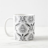 Rococo Damask Line Pattern Black on White Koffiemok (Links)