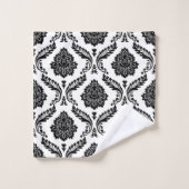 Rococo Damask Mixed Pattern Black on White Bad Handdoek (Wasdoekje)