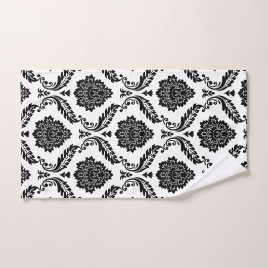 Rococo Damask Mixed Pattern Black on White Bad Handdoek (Handdoek)
