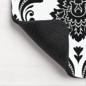 Rococo Damask Off-Set Patroon Zwart op Wit Muismat (Hoek)