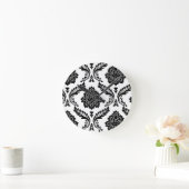 Rococo Damask Off-Set Pattern Black on White Ronde Klok (Huis)