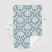 Rococo Damask Patroon Eendenei Blauw+Teal Golfhanddoek (Insitu)