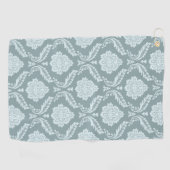 Rococo Damask Patroon Eendenei Blauw+Teal Golfhanddoek (Horizontaal)