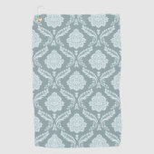 Rococo Damask Patroon Eendenei Blauw+Teal Golfhanddoek (Voorkant)