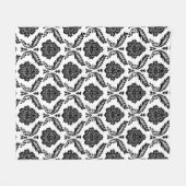 Rococo Damask Pattern Black on White Fleece Deken (Voorkant (Horizontaal))