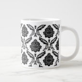 Rococo Damask Pattern Black on White Grote Koffiekop (Rechts)