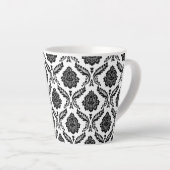Rococo Damask Pattern Black on White Latte Mok (Rechterhoek)