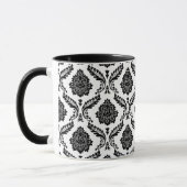 Rococo Damask Pattern Black on White Mok (Links)