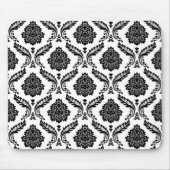 Rococo Damask Pattern Black on White Muismat (Voorkant)