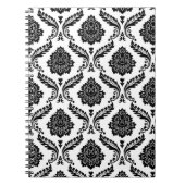 Rococo Damask Pattern Black on White Notitieboek (Voorkant)