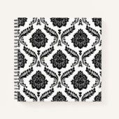 Rococo Damask Pattern Black on White Notitieboek (Voorkant)