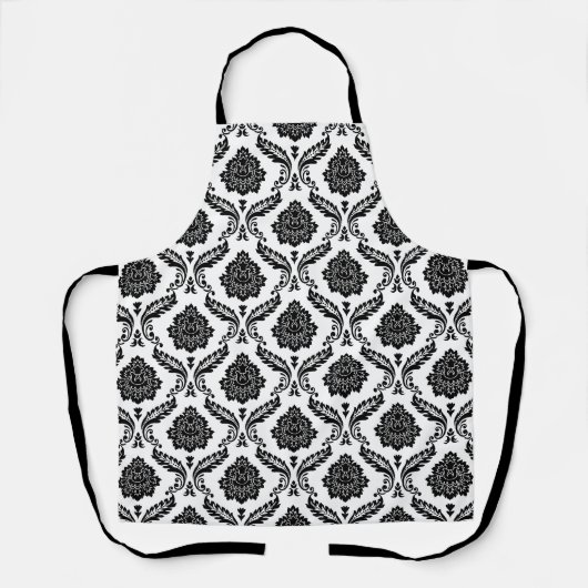 Rococo Damask Pattern Black on White Schort (Voorkant)