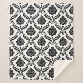 Rococo Damask Pattern Black on White Sherpa Deken (Voorkant)