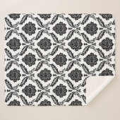 Rococo Damask Pattern Black on White Sherpa Deken (Voorkant (horizontaal))
