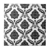Rococo Damask Pattern Black on White Tegeltje (Voorkant)