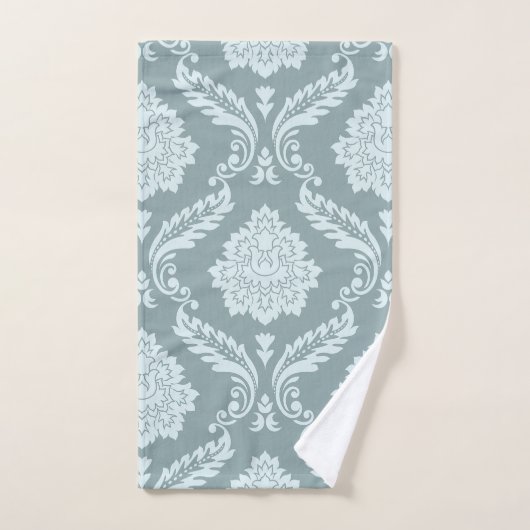 Rococo Damask Pattern Duck Egg Blue+Teal Bad Handdoek (Handdoek)