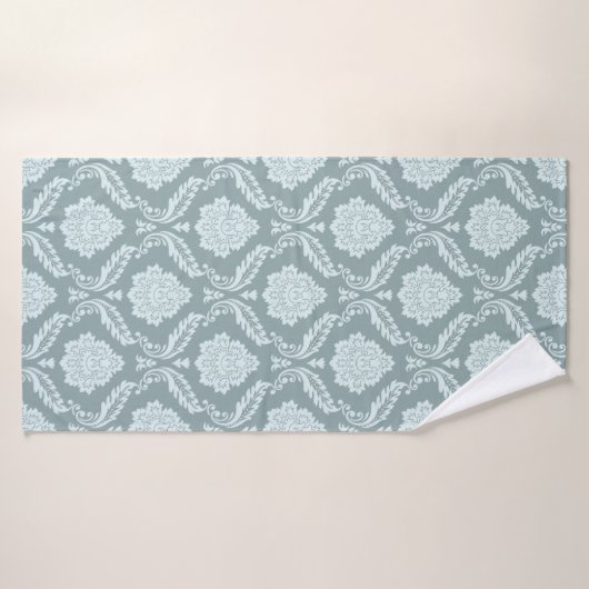Rococo Damask Pattern Duck Egg Blue+Teal Badhanddoek (Badhanddoek)