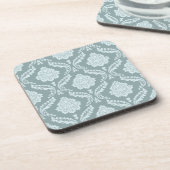 Rococo Damask Pattern Duck Egg Blue+Teal Bier Onderzetter (Linkerzijde)