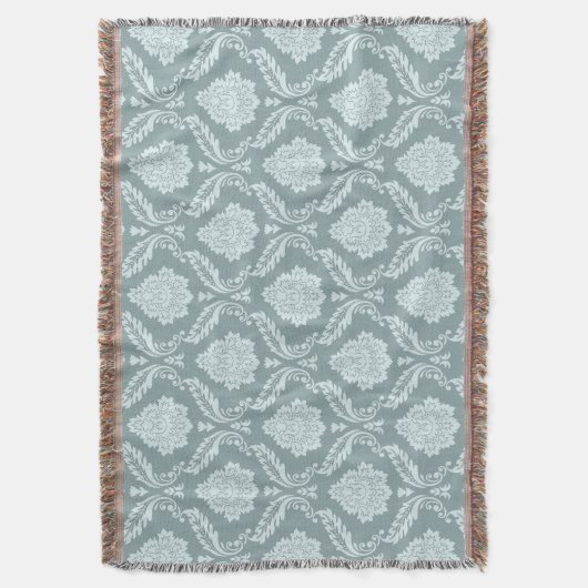 Rococo Damask Pattern Duck Egg Blue+Teal Deken (Voorkant Verticaal)