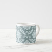 Rococo Damask Pattern Duck Egg Blue+Teal Espresso Kop (Voorkant rechts)