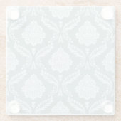Rococo Damask Pattern Duck Egg Blue+Teal Glazen Onderzetter (Achterkant)