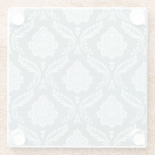 Rococo Damask Pattern Duck Egg Blue+Teal Glazen Onderzetter (Achterkant)