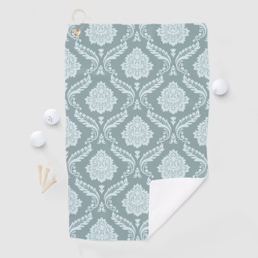 Rococo Damask Pattern Duck Egg Blue+Teal Golfhanddoek (Insitu)