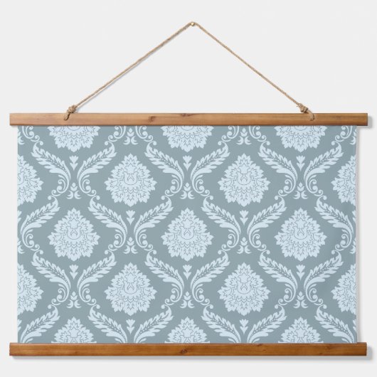 Rococo Damask Pattern Duck Egg Blue+Teal Hangend Wandkleed (Voorkant)