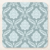 Rococo Damask Pattern Duck Egg Blue+Teal Kartonnen Onderzetters (Voorkant)