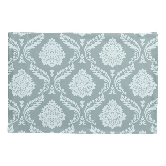 Rococo Damask Pattern Duck Egg Blue+Teal Kussensloop (Achterkant)