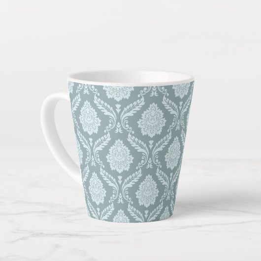 Rococo Damask Pattern Duck Egg Blue+Teal Latte Mok (Linkerhoek)