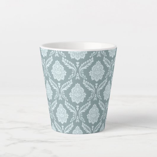 Rococo Damask Pattern Duck Egg Blue+Teal Latte Mok (Voorkant)