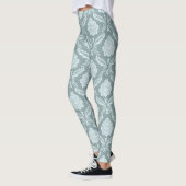 Rococo Damask Pattern Duck Egg Blue+Teal Leggings (Links)