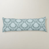 Rococo Damask Pattern Duck Egg Blue+Teal  Lichaamskussen (Achterkant)