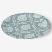 Rococo Damask Pattern Duck Egg Blue+Teal Papieren Bordje (Gekanteld)