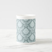 Rococo Damask Pattern Duck Egg Blue+Teal Porselein Kop (Voorkant)