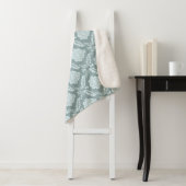 Rococo Damask Pattern Duck Egg Blue+Teal Sherpa Deken (In situ)