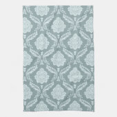 Rococo Damask Pattern Duck Egg Blue+Teal Theedoek (Verticaal)