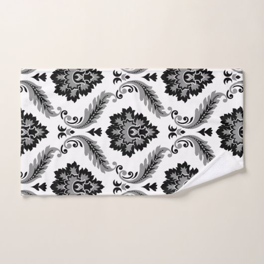Rococo Damask Pattern Grey Black White Bad Handdoek (Handdoek)